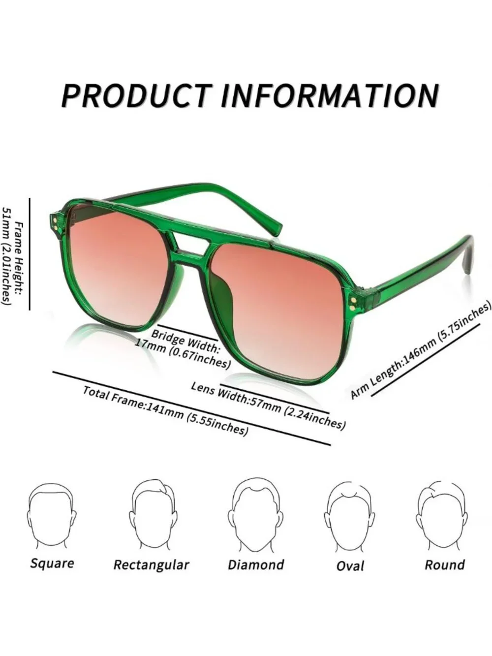 Retro Square Aviator Sunglasses for Women & Men - 70s Vintage Plastic Frame